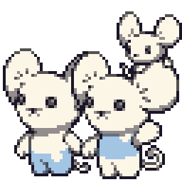 an 80x80 retro-styled pixel art piece of the mouse family Pokemon Maushold
